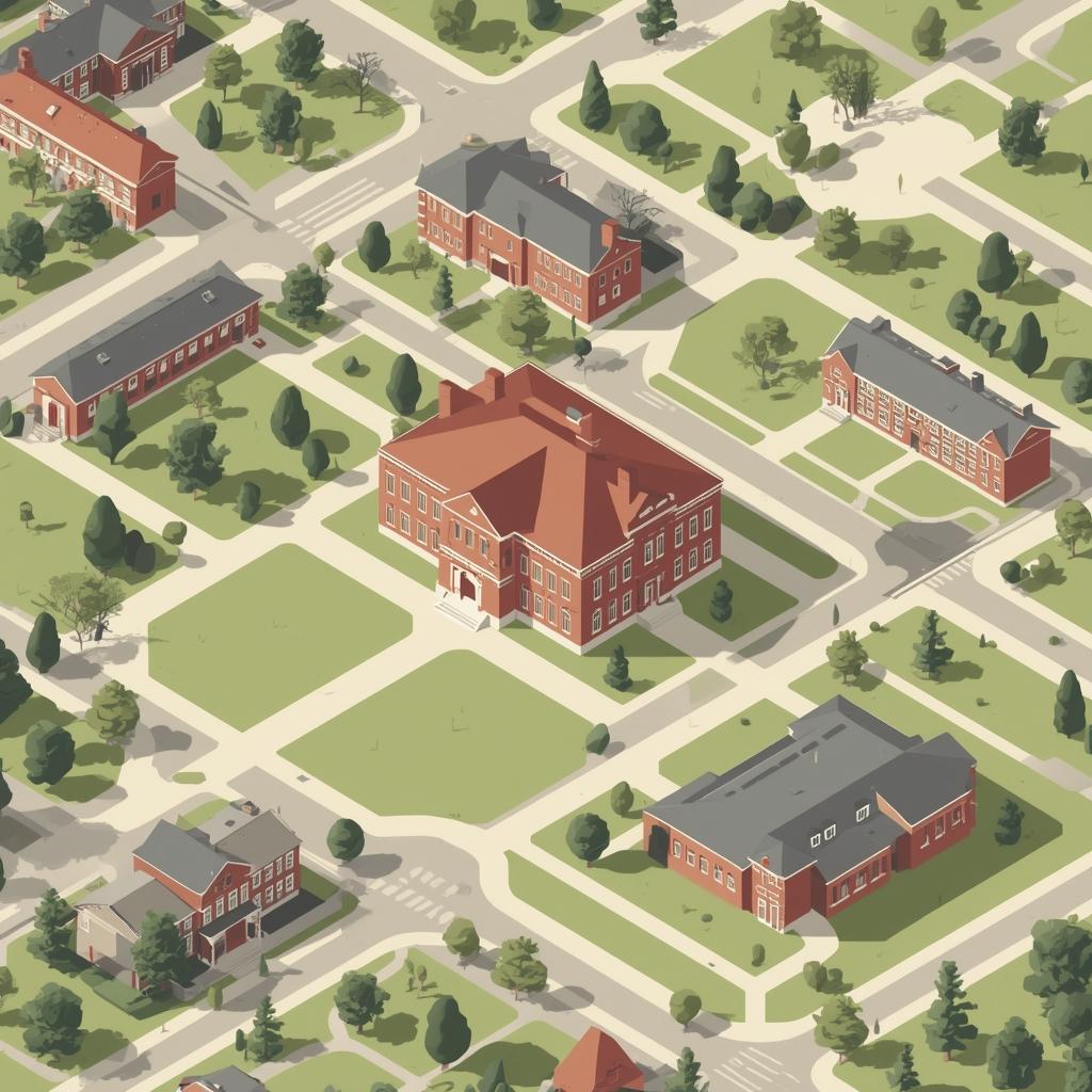 Campus layout, location and historic building details
